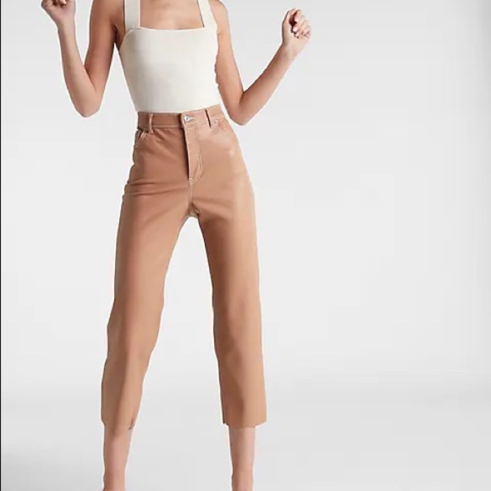 NWOT. Super High Waisted Faux Leather Straight Leg Pant